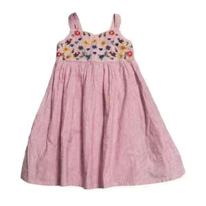 Embroidered Floral Striped Dress, Size 8 k116